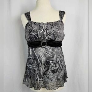 Iz Byer California Black & Grey Tank Camisole with Belt Size L
